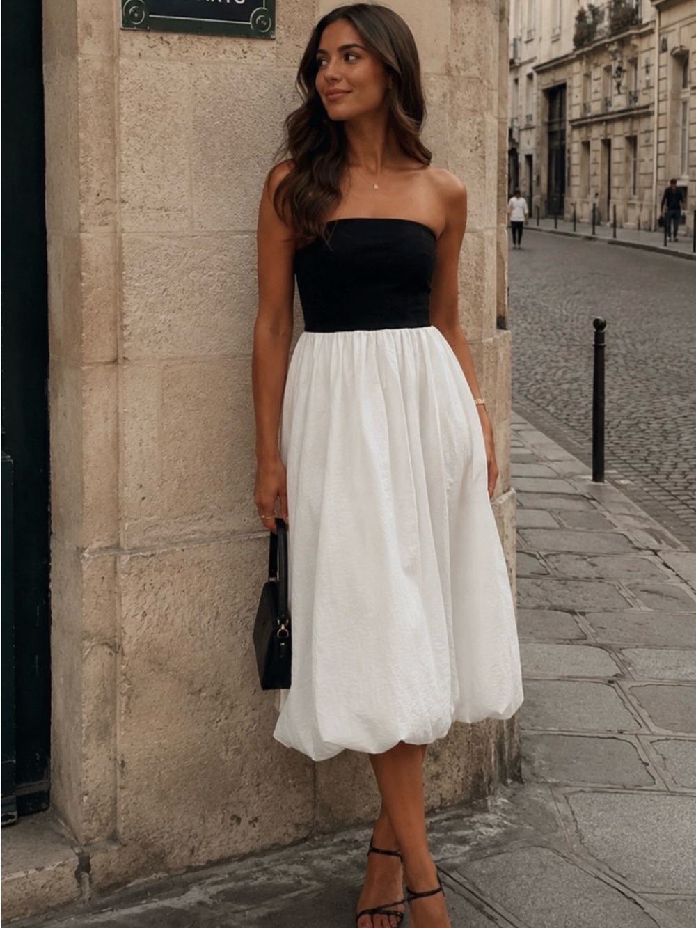 Strapless Black and White Dress by 21 Saints